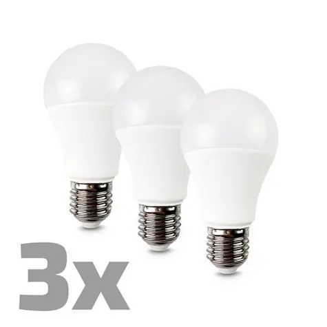 ECOLUX LED-Leuchtmittel 3er-Pack 12W / klassische Form / E27 / 3000K / 270° / 980lm / 3 Stück im Pack