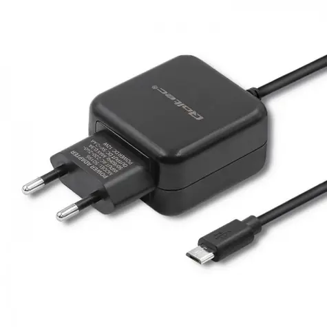 Qoltec 50196 Ladegerät schwarz / 12 W / 5V / 2,4 A / Micro USB
