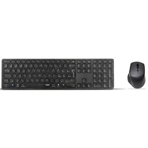 Rapoo 9800M Multi-Mode Dunkelgrau / Kabelloses Tastatur- und Mausset / 2,4 GHz / BT 3.0 und 4.0 / Eingebauter Akku