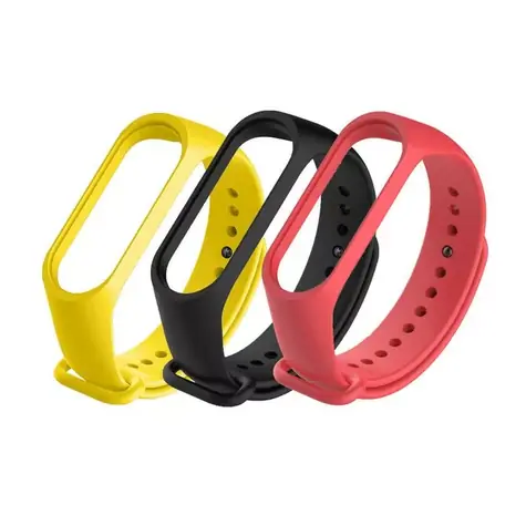 XIAOMI Mi Band Armbänder 3 & 4, schwarz, rot und gelb (3 Stück) / Ersatzarmbänder für XIAOMI Mi Band 3 & 4