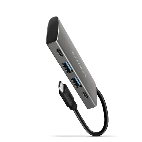Axagon HMC-4G2, USB-10-Gbit/s-Hub, Anschlüsse 2x USB-A, 2x USB-C, USB-C-Kabel 13 cm