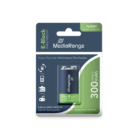 MediaRange Hochleistungsakku E-Block 6HR61/HR22 / 9V