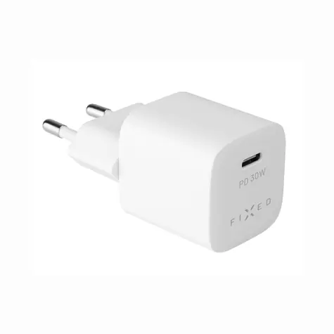FIXED Mini-Netzwerkladegerät 30 W mit USB-C-Ausgang und PD-Unterstützung weiß