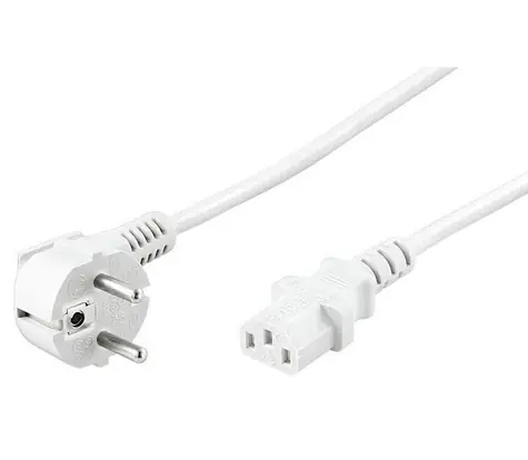 MicroConnect Netzkabel Schuko 90° Winkel - C13 5m weiß