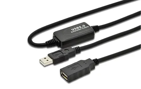 MicroConnect Kabel mit Signalverstärker USB2.0 A (M) - USB2.0 A (F) 15m schwarz / 480Mbit/s