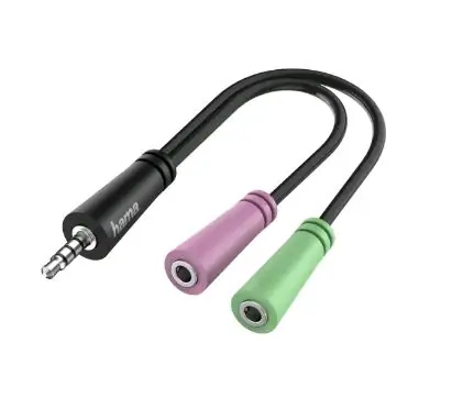 HAMA 200352 Headset-Reduzierung 2x Klinke 3,5 mm auf 3,5 mm Klinke 4-polig. Schwarz