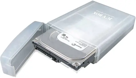 Icy Box IB-AC6025-3 Aufbewahrungsbox aus transparentem Kunststoff für 3,5-Zoll-Festplatten 