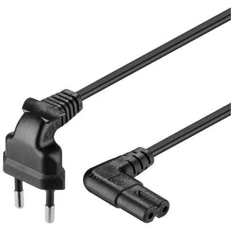 PremiumCord Netzkabel 230V für Tonbandgerät mit gebogenen Steckern 5m