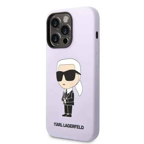 Karl Lagerfeld Flüssigsilikon Ikonik NFT Rückseite für Apple iPhone 14 Pro Max lila