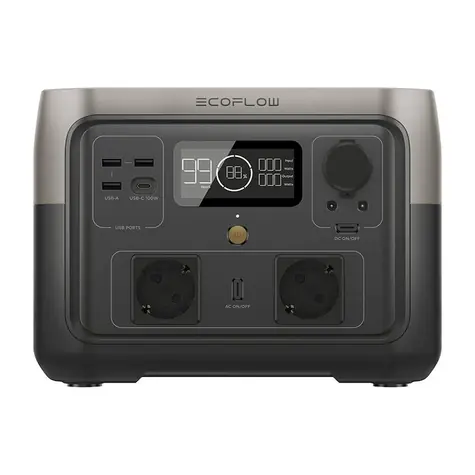 EcoFLow RIVER 2 MAX schwarz / Ladestation / 512Wh / 1000 W / LCD-Display