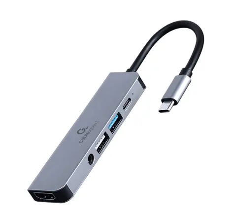 Gembird A-CM-COMBO5-02 / HUB 5V1 / HDMI / USB-A / USB-C / 3,5 mm