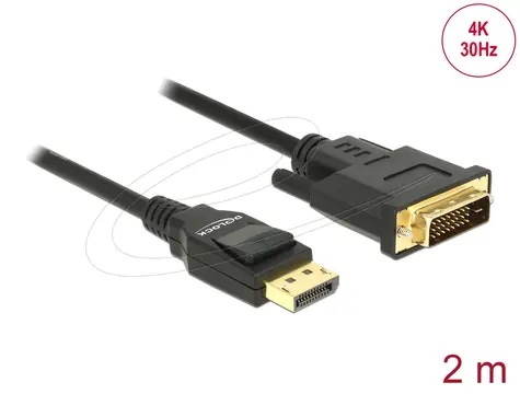 DeLock Kabel DisplayPort 1.2 (M) - DVI 24+1 (M) 2 m schwarz / passiv / 4K / 30 Hz