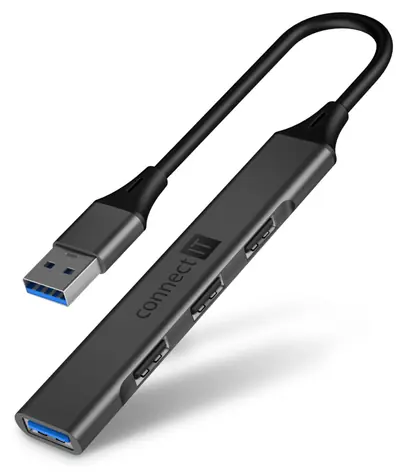 Connect IT CHU-4050-AN USB-Hub grau / 1x USB 3.0 / 3x USB 2.0
