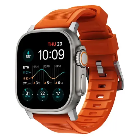 Nomad Rugged Strap Armband für Apple Watch orange-silber