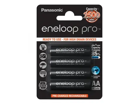 Panasonic Eneloop Pro Akku AA 2500 mAh / Ni-MH / 4 Stück / Blisterverpackung