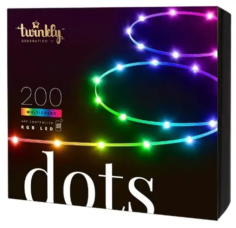Twinkly Dots SMART LED transparent / Lichterkette / 200x LED RGB / Länge 10 m / BT / Wi-Fi