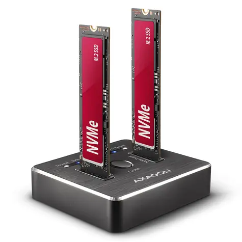 Axagon ADSA-M2C, USB-C 10 Gbit/s - 2x M.2 NVMe SSD CLONE MASTER Dockingstation