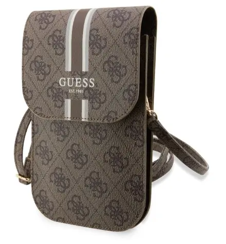 Guess PU 4G Handytasche mit Streifenmuster, braun