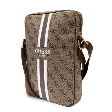 Guess PU 4G Tablet-Tasche mit Streifenmuster, 10 Zoll, braun