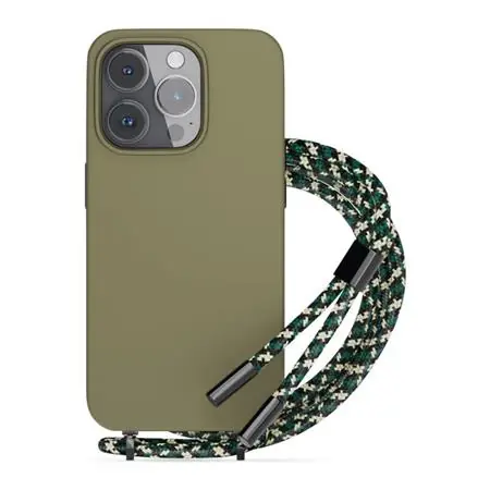 Epico Silikon-Rückseite mit Kordel für Apple iPhone 14 Pro Max grün