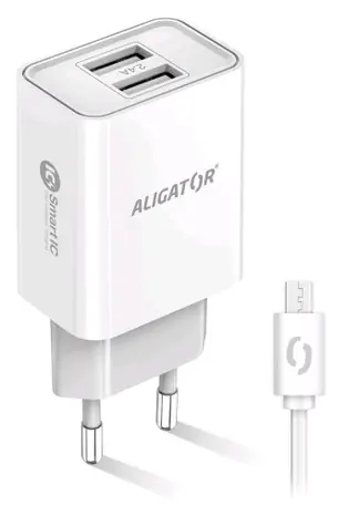 Aligator Smart Netzladegerät 2,4A weiß / 2xUSB / SMART IC