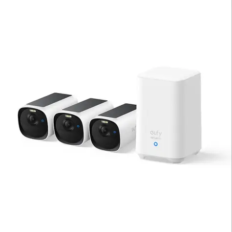 Anker Eufy E40 2K weiß / Outdoor-Kamera mit Solarladung / 3er-Set + HomeBase 2