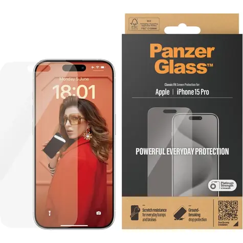 PanzerGlass Schutzglas für Apple iPhone 15 Pro / klar