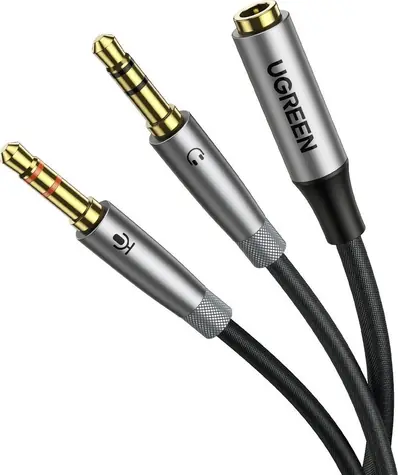 Ugreen AV193 Kabel 2x 3,5-mm-Klinkenstecker (M) - 3,5-mm-Klinkenstecker (F) 0,2 m grau