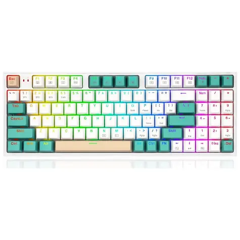 Redragon K643-WGC RGB PRO Grün / Kabellose Gaming-Tastatur / Mechanisch / RGB / USB / BT / RF / US-Layout