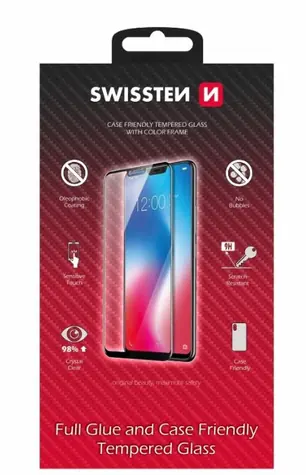 Swissten FULL GLUE COLOR FRAME CASE FRIENDLY Glas für Samsung S918 Galaxy S24 ULTRA 5G schwarz