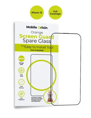 Mobile Origin Orange Screen Guard Ersatzglas Schutzglas für Apple iPhone 15