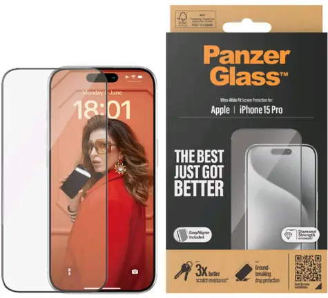 PanzerGlass UWF Schutzglas für Apple iPhone 15 Pro / Einbauset 