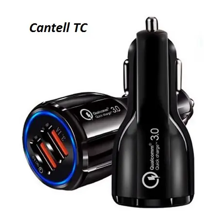 Cantell TC Qualcomm 3.0 Autoladegerät (TP-LINK PP) schwarz / 2x USB-A / OEM 