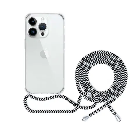 Epico Transparente Hülle mit Kordel für iPhone 14 Pro Max schwarz-weiß