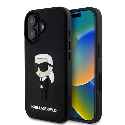 Karl Lagerfeld 3D Rubber Iconic Backcover für Apple iPhone 16 schwarz