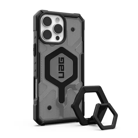 UAG Pathfinder Clear MagSafe Schutzhülle für Apple iPhone 16 Pro Max mit Ständer in Asche/Schwarz