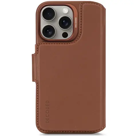 Decoded Leather Abnehmbare Wallet abnehmbare Lederhülle für Apple iPhone 16 Pro braun