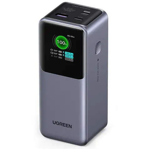 Ugreen Quick Charging 200W / Powerbank / 25000 mAh / 200 W / 2x USB-C / 1x USB-A / TFT-Display 