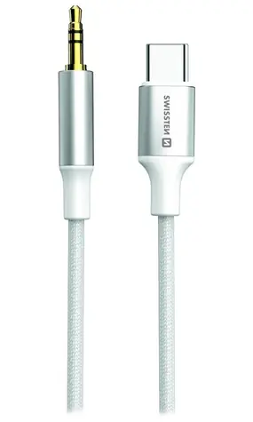 Swissten TEXTILE Audio-Adapter USB-C (M) - 3,5-mm-Klinke 1,5 m weiß