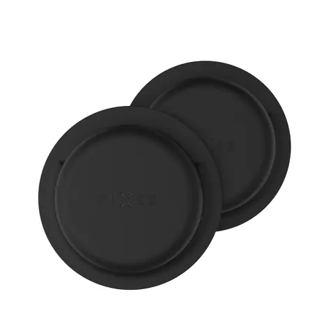 FIXED Silikon-Klebehülle Silky Sticker für Apple AirTag Doppelpack schwarz