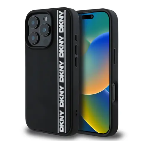 DKNY 3D Rubber Repeat Logo Line Backcover für Apple iPhone 16 Pro Max schwarz