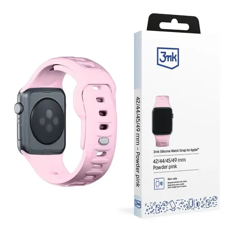 3mk Silikon-Uhrenarmband für Apple 42/44/45/49 mm, Puderrosa