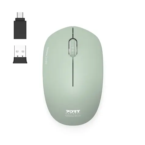 PORT CONNECT Wireless COLLECTION oliv / kabellose Maus / USB-A/USB-C-Dongle / 2,4 GHz / 1600 DPI