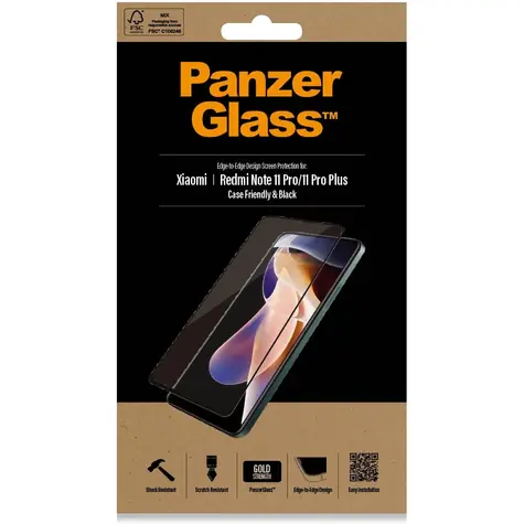 PanzerGlass gehärtetes Glas Case Friendly für Xiaomi Redmi Note 11 Pro/11 Pro PLUS schwarz