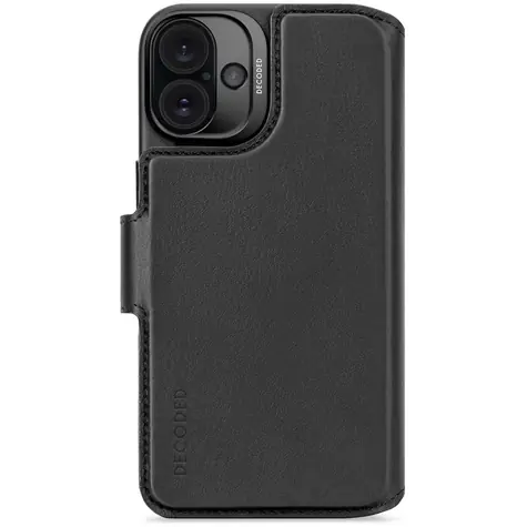 Decoded Leather Abnehmbare Wallet abnehmbare Lederhülle für Apple iPhone 16 PLUS schwarz