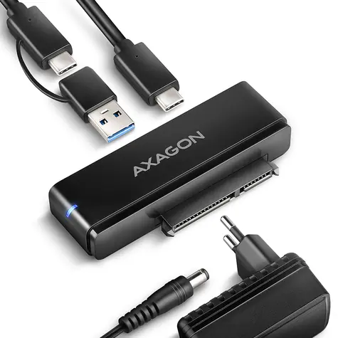 Axagon ADSA-FPX, USB-C 10 Gbit/s - SATA 6G, 2,5"/3,5" SSD/HDD FAST Port X Adapter, inkl. AC-Netzteile