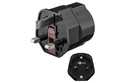 Goobay Reiseadapter für UK-Steckdosen und Geräte mit Tschechisch Stecker und Erdungsstift