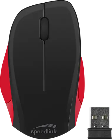 LEDGY Mouse - Kabellos schwarz-rot / kabellose Maus / optisch / 1200 DPI / 3 Tasten / 2,4 GHz