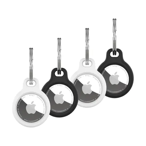 FIXED Silikonhülle Silky für Apple AirTag 4Stk. 2x schwarz + 2x weiß