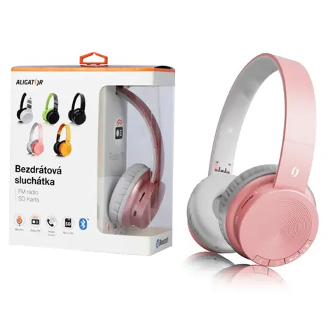 Aligator Bluetooth Kopfhörer AH02 / FM / SD-Karte / roségold